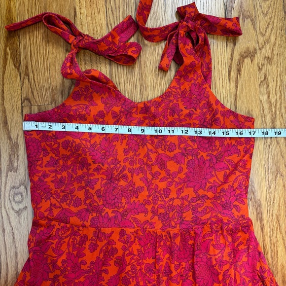 Free People Bohemian Tangerine Floral Kikas Printed Tie Straps Maxi Dress - Picture 8 of 16